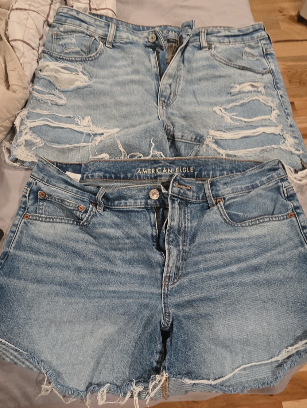 Bundle Of 2-American Eagle Outfitters Light Blue Distressed Denim Shorts Duo